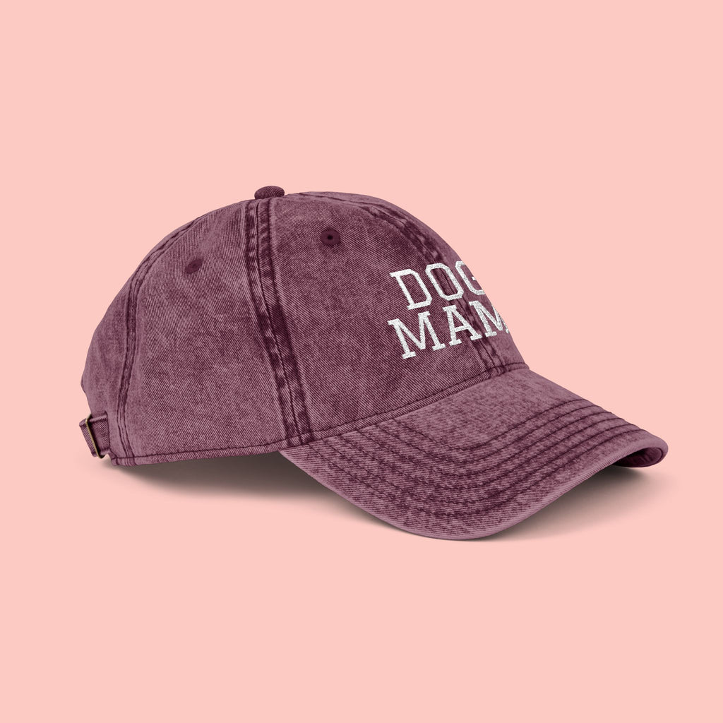 Dog Mama Vintage Embroidered Cap — Washed Baseball Hat for Dog Lovers