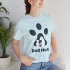 Dog Mom T‑Shirt — Paw Print with Dog & Puppy Graphic
