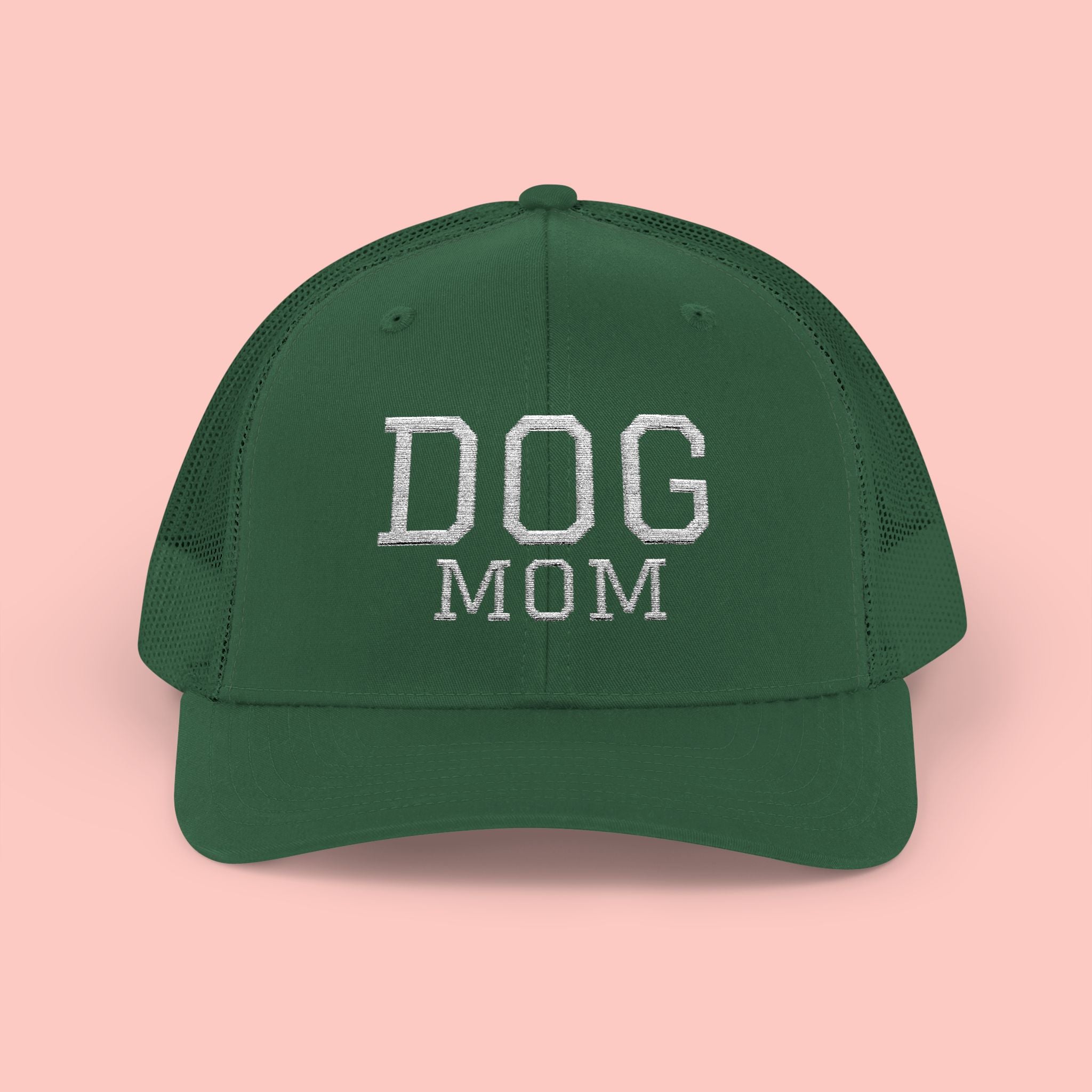 Dog Mom Trucker Cap — Rhinestone Lettering Snapback Hat