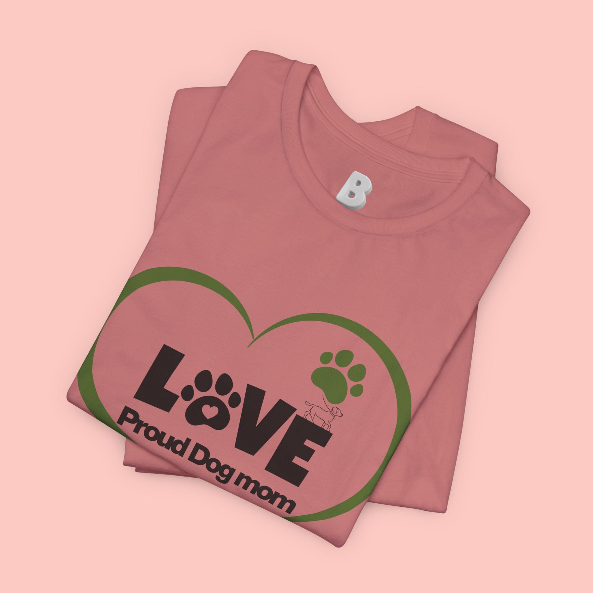 Dog Mom Love T-Shirt — "LOVE Proud Dog Mom" Heart Paw Tee