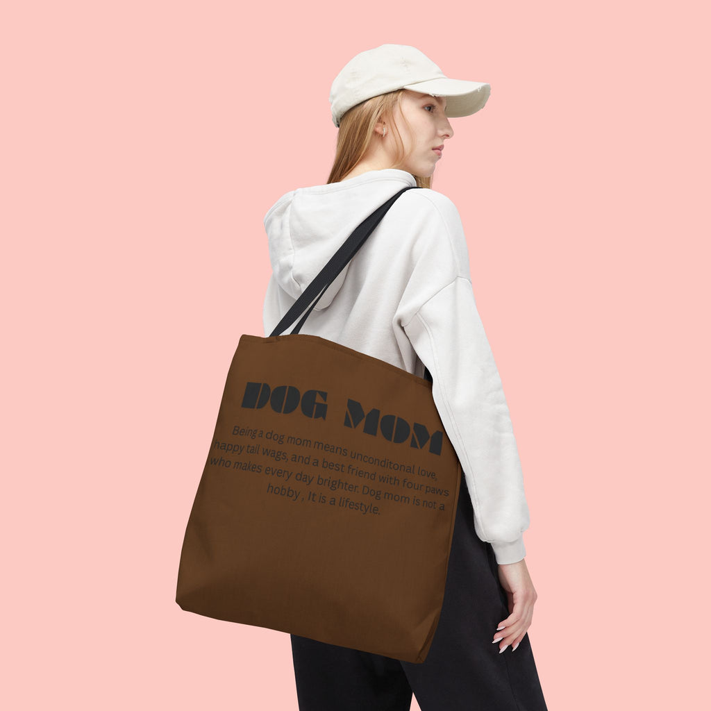 Dog Mom Tote Bag - 'Dog Mom' Printed Canvas Carryall, Gift for Dog Lovers