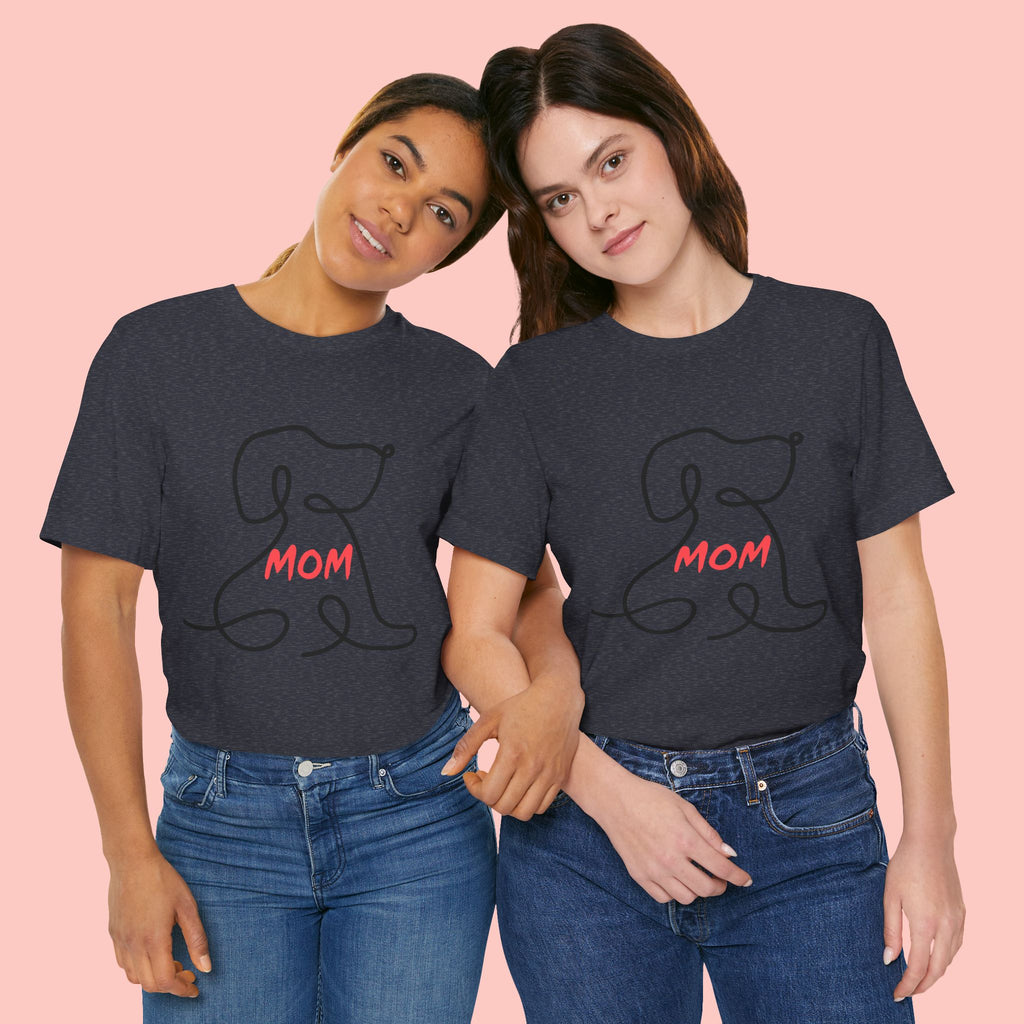 Mom Dog T-Shirt — Minimal Line Art Puppy Tee for Dog Moms, Mother's Day Gift
