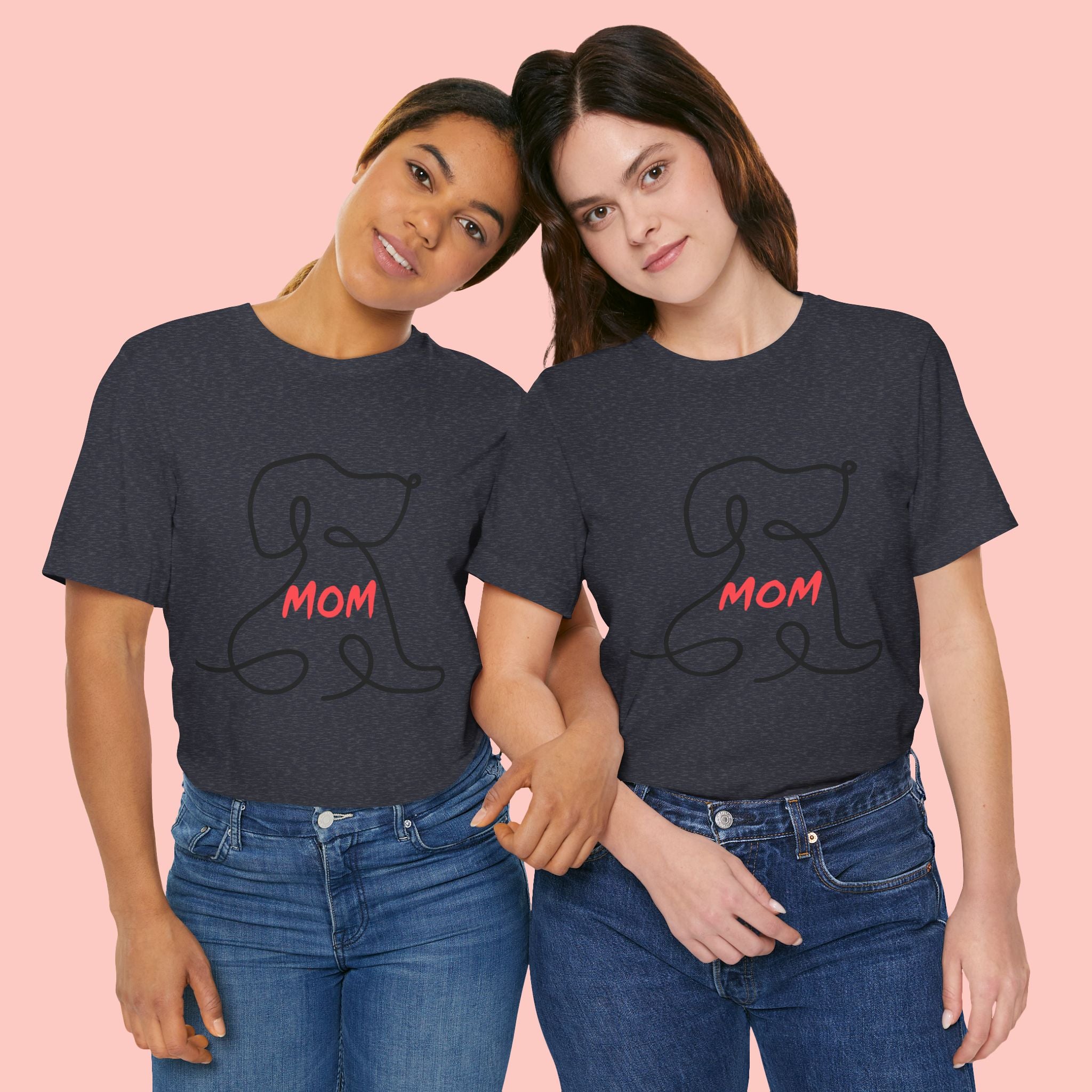 Mom Dog T-Shirt — Minimal Line Art Puppy Tee for Dog Moms, Mother's Day Gift
