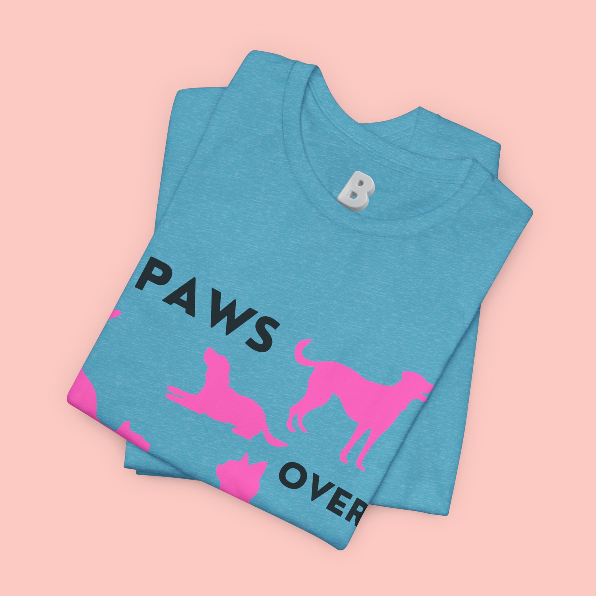 Paws Over People Tee — Pink Cats & Dogs Graphic T-Shirt