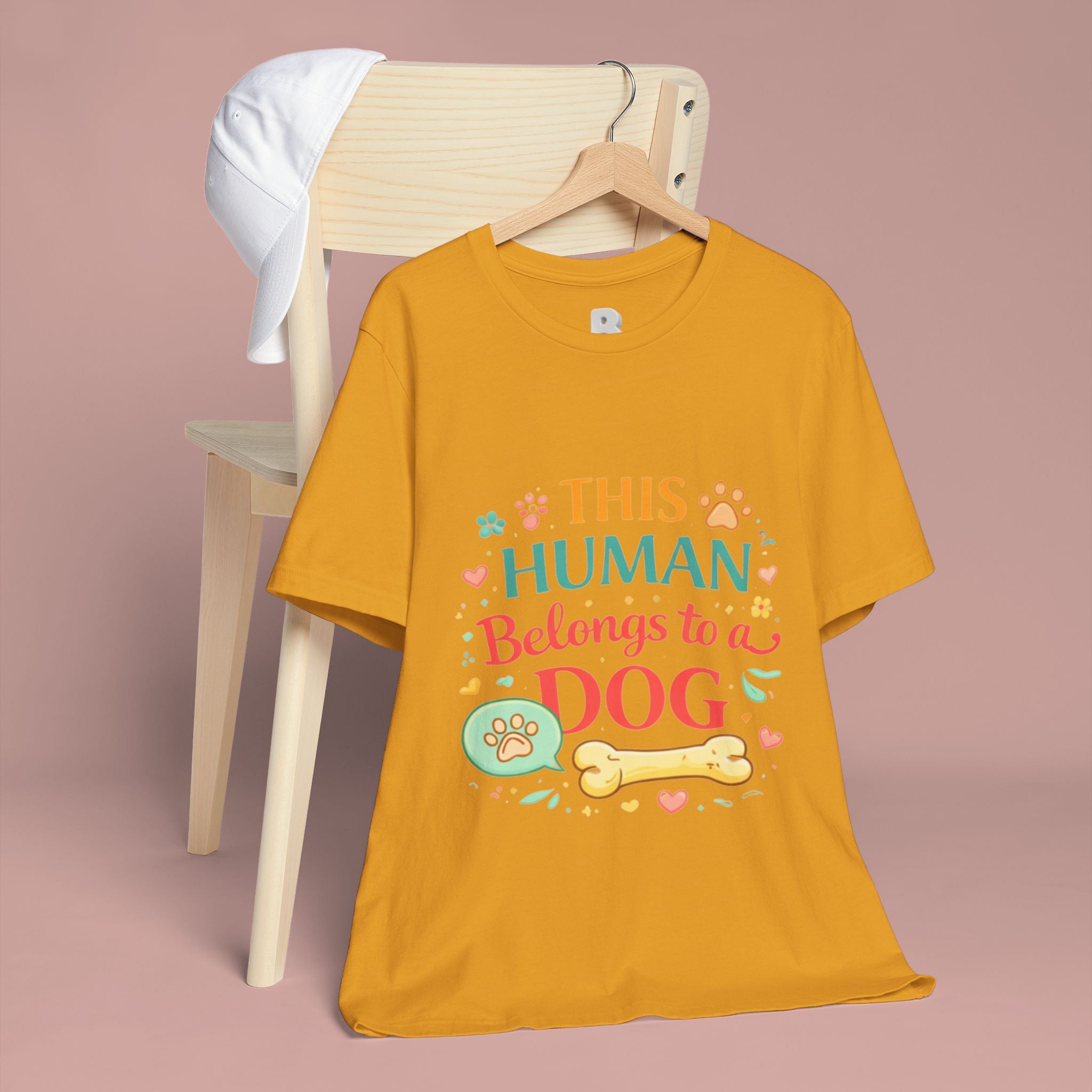 Dog Lover T-Shirt — "This Human Belongs to a Dog" Cute Paw Print Tee