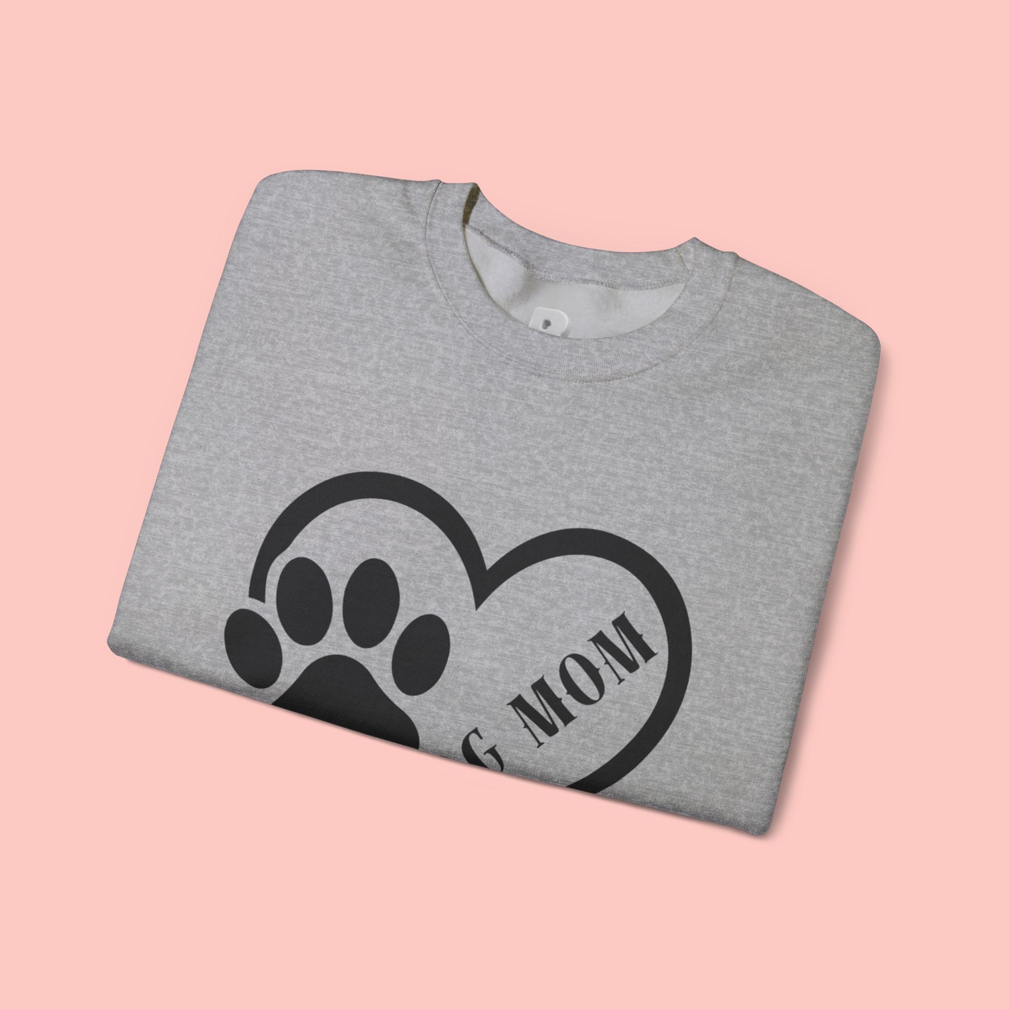 Dog Mom Heart Paw Sweatshirt — Women's Crewneck for Pet Lovers