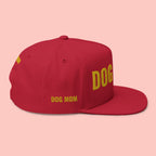 Dog Mom Flat Bill Cap — Embroidered Gold Sparkle
