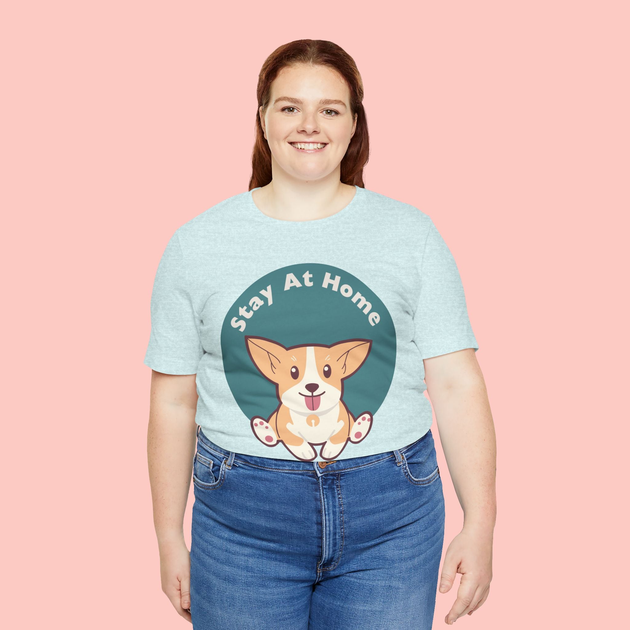 Stay At Home Dog Mom T-Shirt — Cute Corgi Graphic Tee