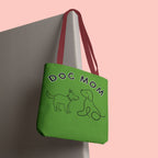 Dog Mom Tote Bag — Green All-Over-Print Cute Line-Drawing Dogs