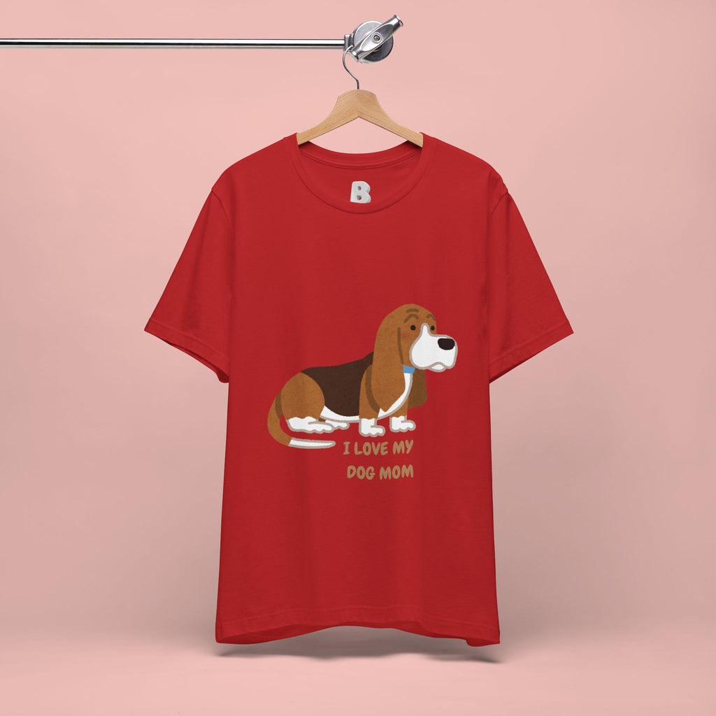 Dog Mom T‑Shirt — Cute Basset Hound I Love My Dog Mom Tee