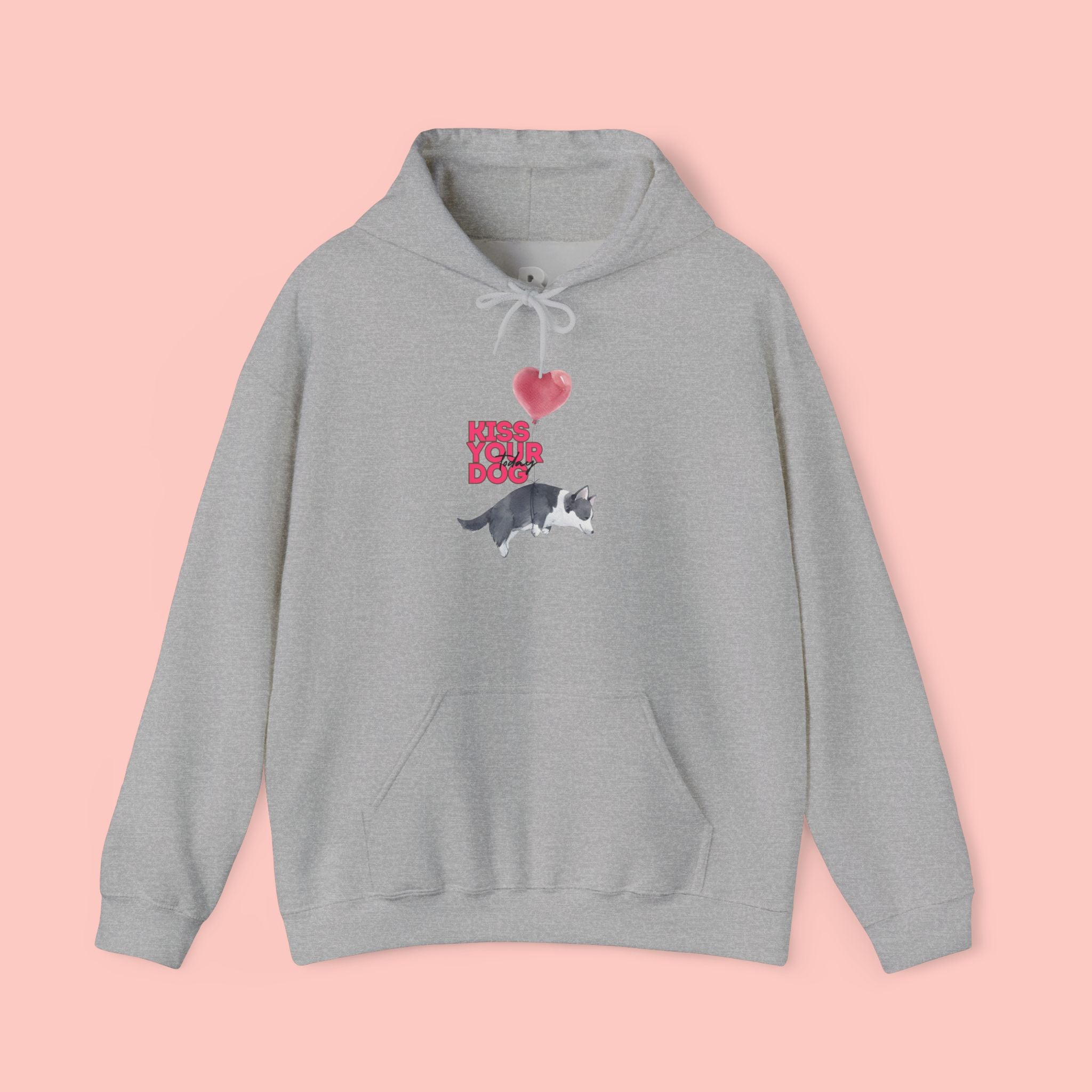 Kiss Your Dog Hoodie — Cute Heart & Dog Graphic Pullover