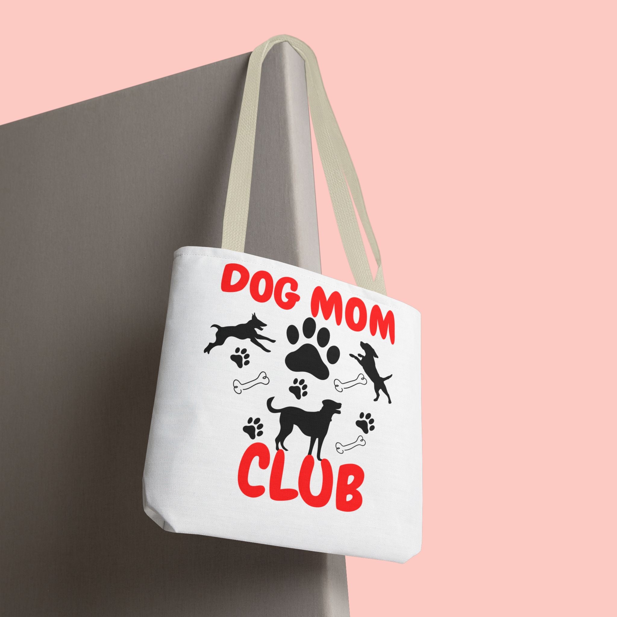 Dog Mom Club Tote Bag – Cute Paw Print Canvas Tote for Dog Lovers