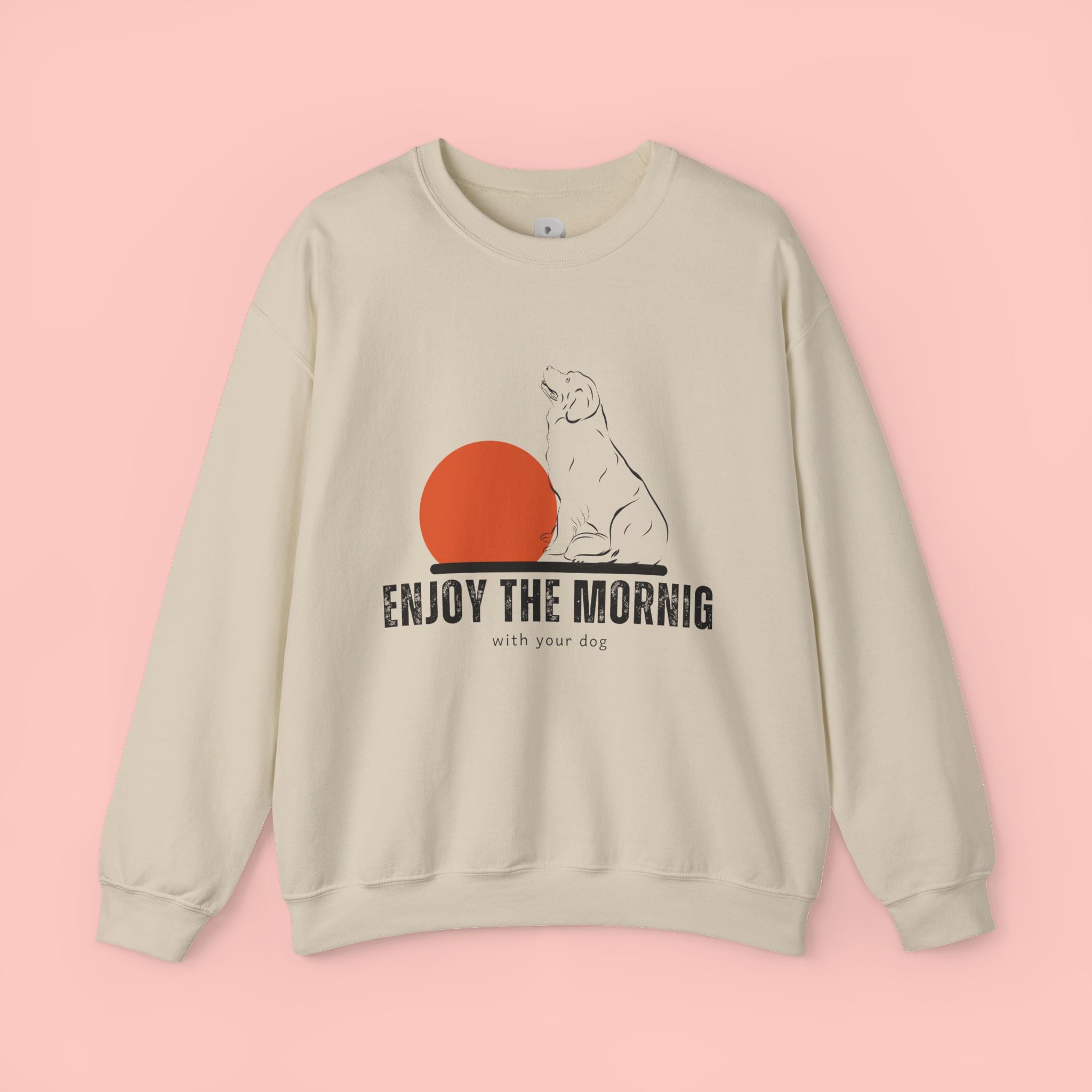 Enjoy the Morning Dog Crewneck Sweatshirt — Sunrise Labrador Graphic