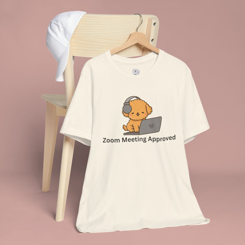 Zoom Meeting Approved Tee — Cute Puppy with Headset Laptop Graphic