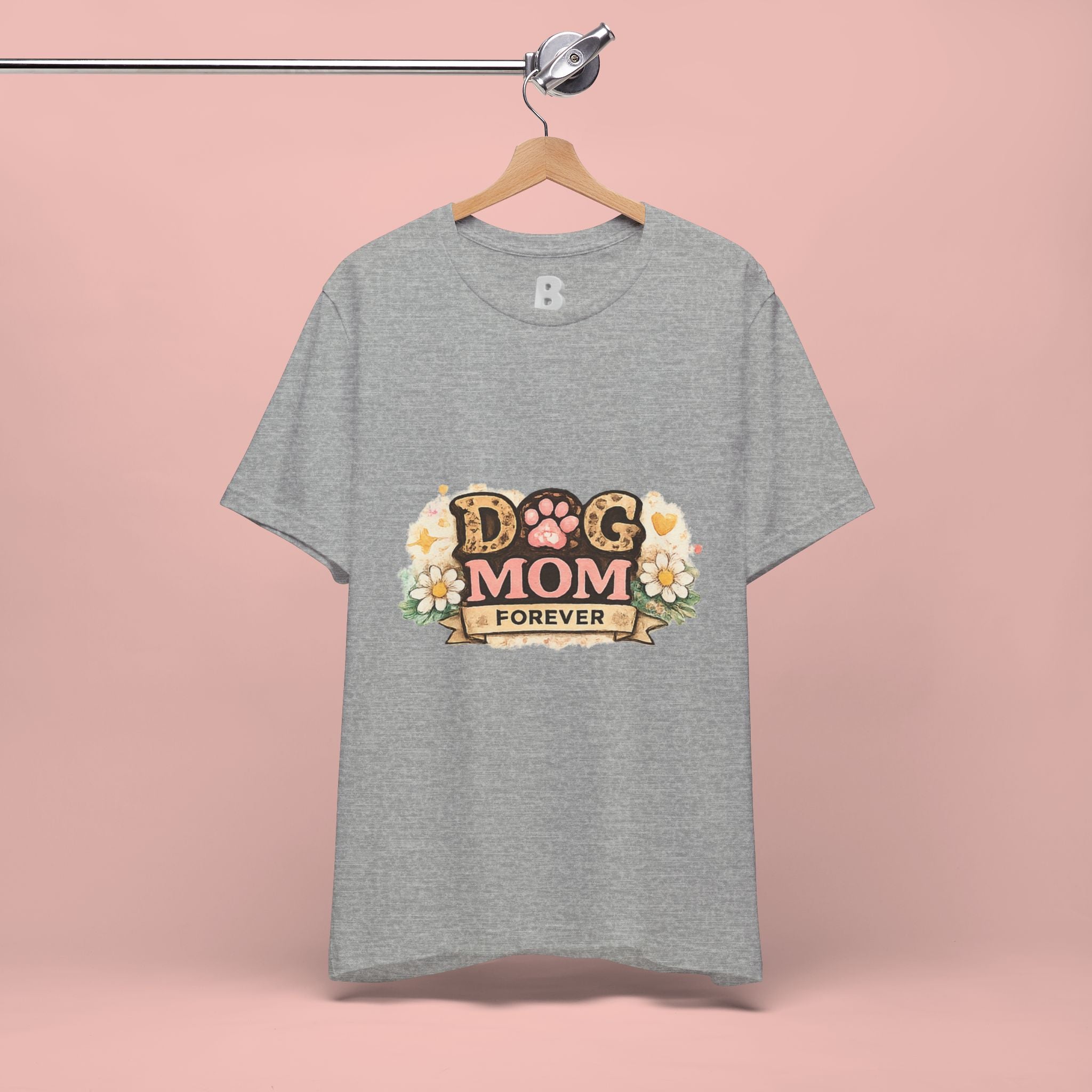 Dog Mom Forever T‑Shirt — Floral Paw Print Tee for Pet Lovers