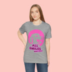 All Smiles Mom's Rules T-Shirt — Cute Pink Dog Graphic Tee for Moms & Pet Lovers