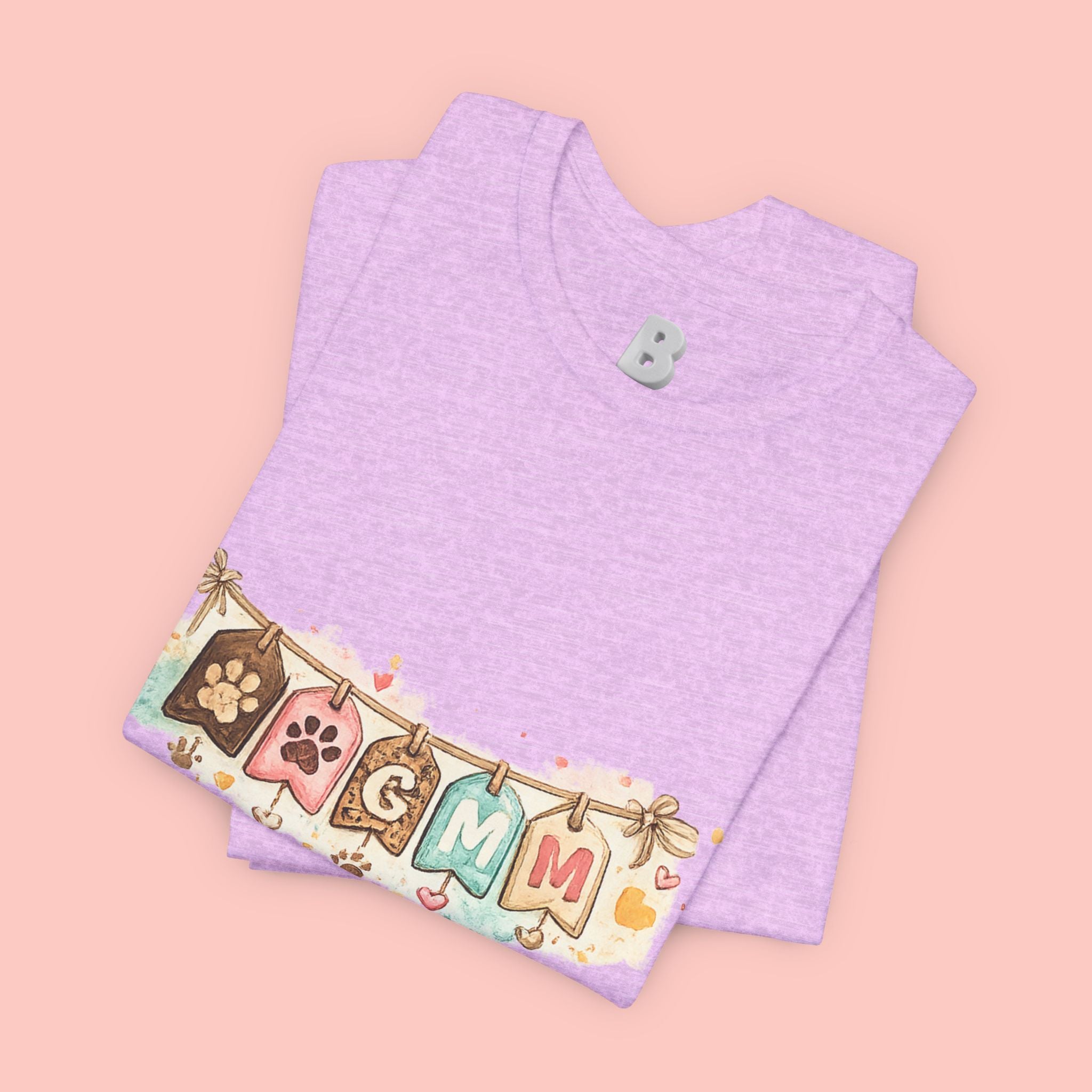 Pet Mom Banner Tee — Cute Paw Print "MOM" Graphic T-Shirt