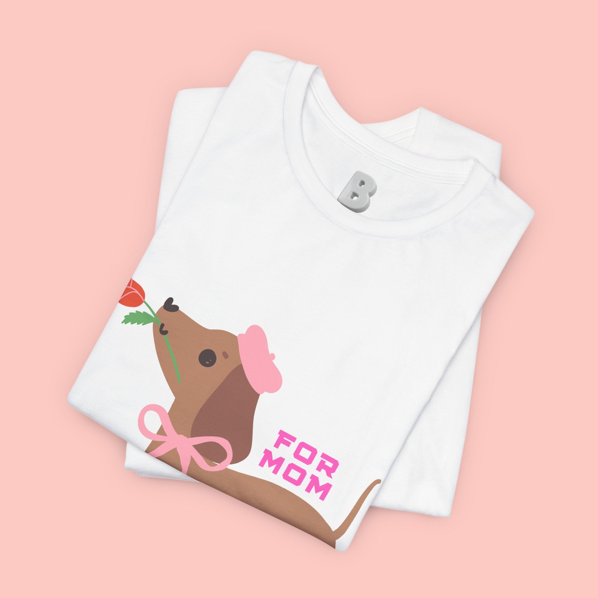 Mommy’s Dachshund Tee – Cute Dog with Rose “For Mom” Shirt