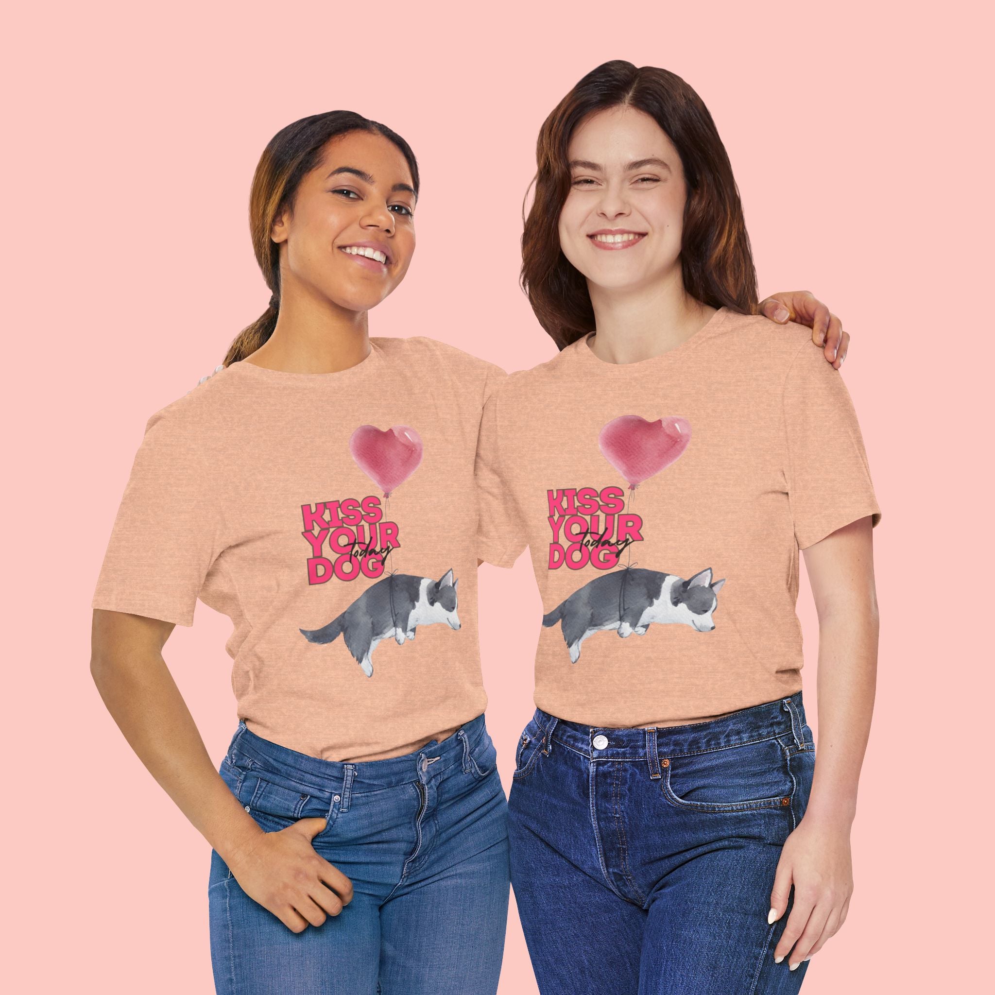 Kiss Your Dog T-Shirt — Cute Corgi with Heart Balloon Pet Lover Tee