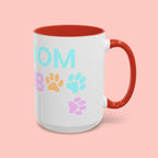 Dog Mom Club Accent Coffee Mug – Colorful Paw Print 11/15oz