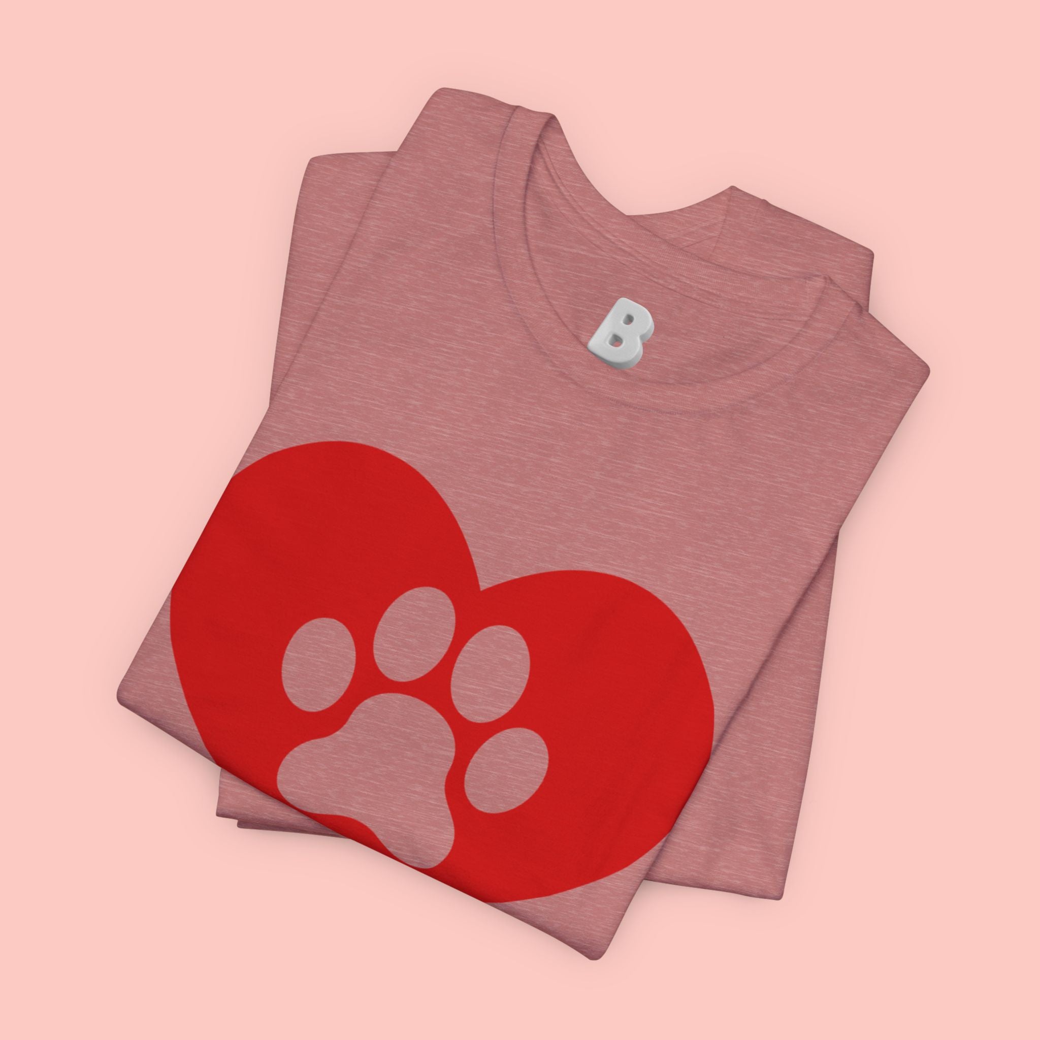 Pet Lover T-Shirt — Red Heart Paw Print Tee