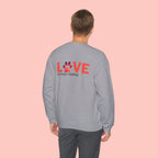Dog Lover Crewneck Sweatshirt — “LOVE” Paw Design (My Dog > People)