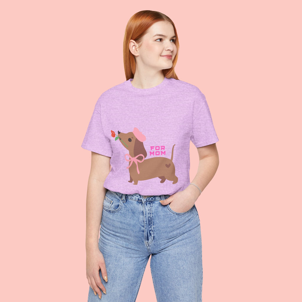 Mommy’s Dachshund Tee – Cute Dog with Rose “For Mom” Shirt
