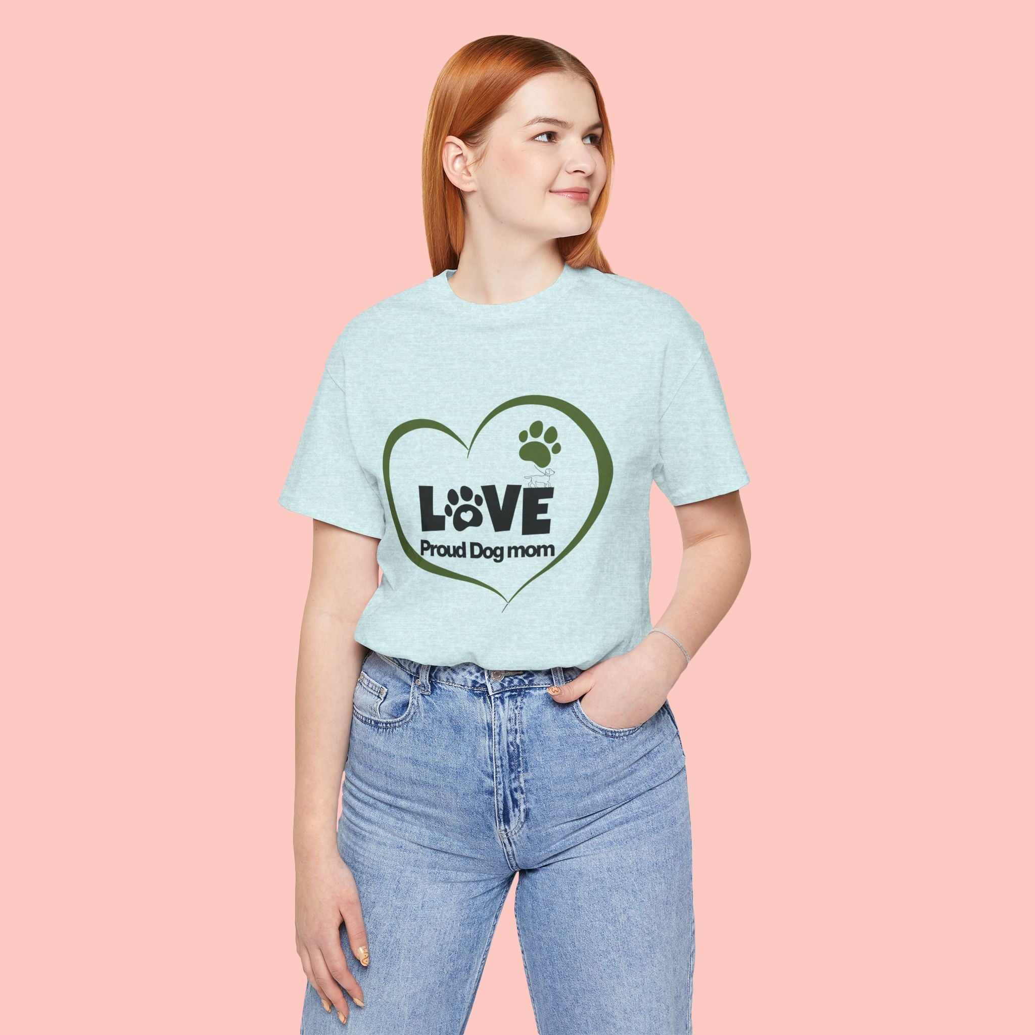 Dog Mom Love T-Shirt — "LOVE Proud Dog Mom" Heart Paw Tee