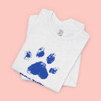 Dog Mom Paw Print T-Shirt — Distressed Blue Design