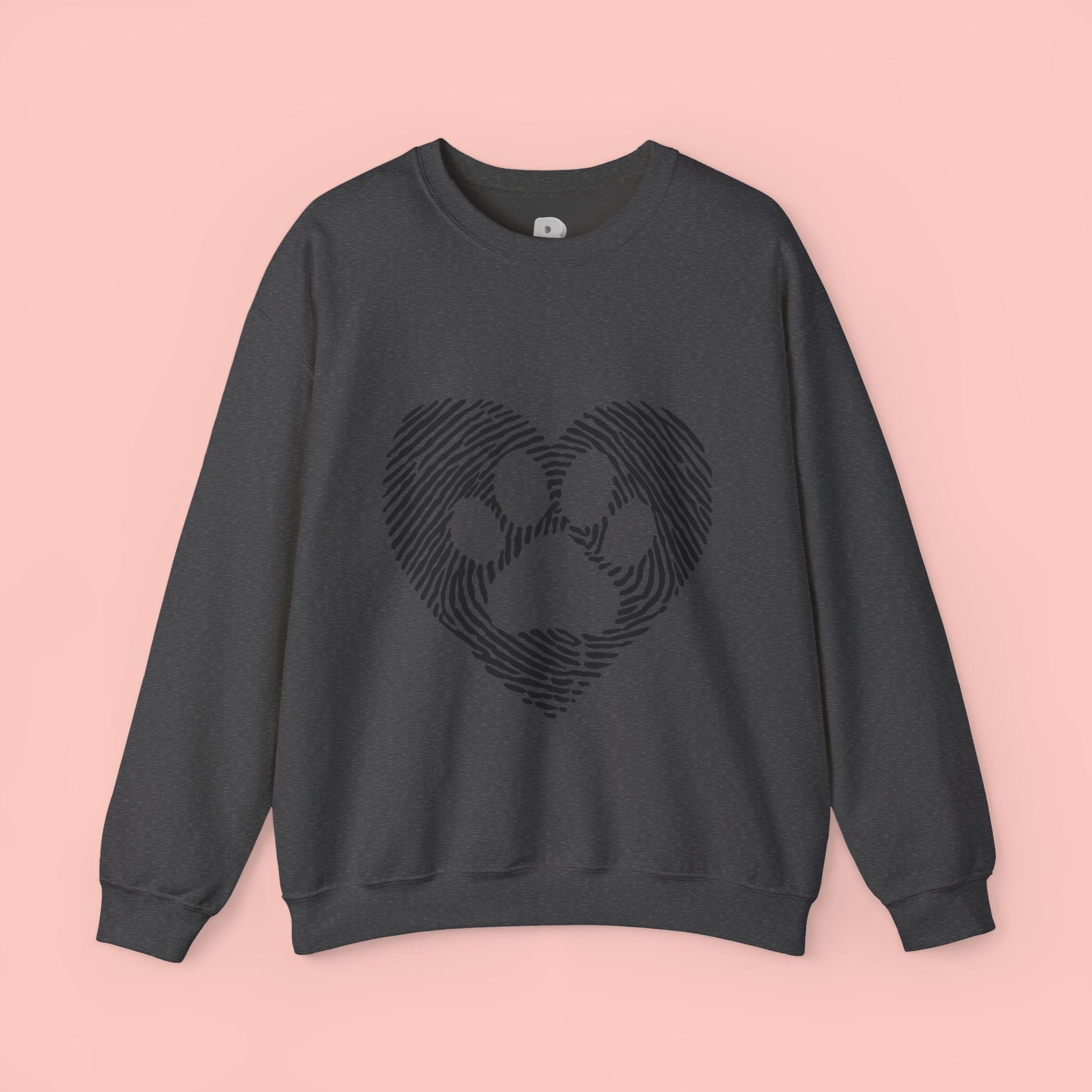 Fingerprint Heart Crewneck Sweatshirt — Panda Paw Love Graphic
