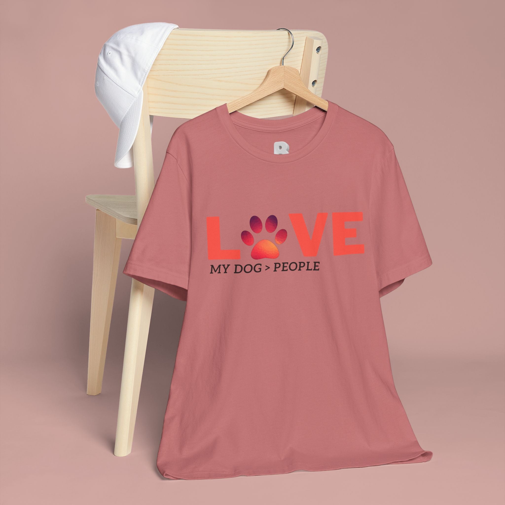 Dog Lover Tee - "LOVE My Dog > People" Paw Print Graphic T-Shirt