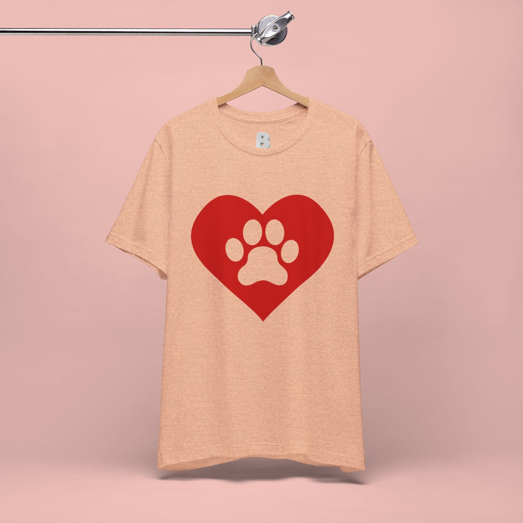 Pet Lover T-Shirt — Red Heart Paw Print Tee