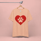 Pet Lover T-Shirt — Red Heart Paw Print Tee