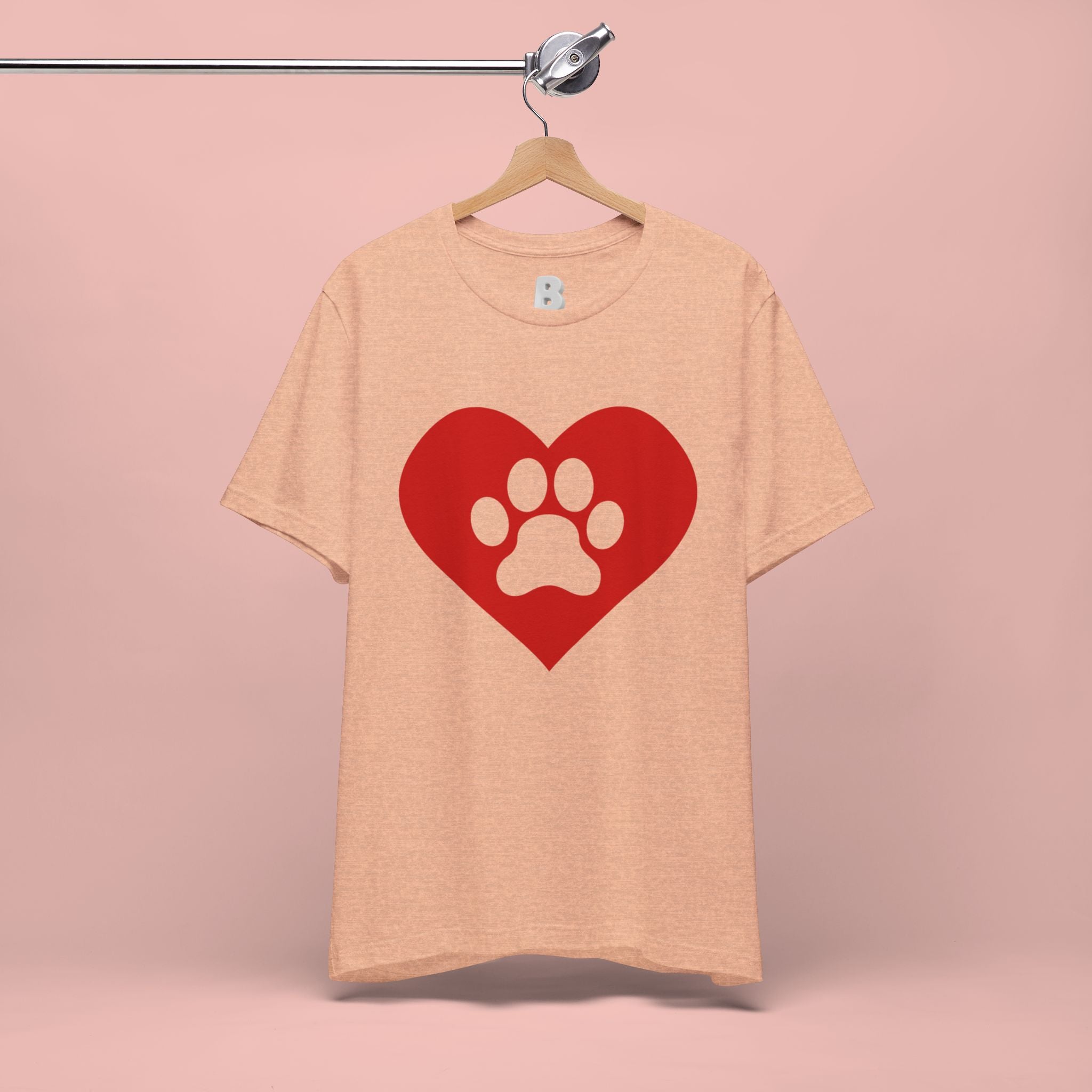 Pet Lover T-Shirt — Red Heart Paw Print Tee