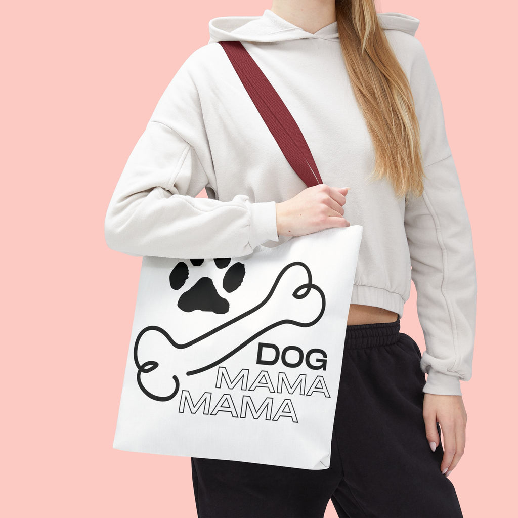 Dog Mama Tote Bag — Paw Print & Bone Graphic Canvas Shopper
