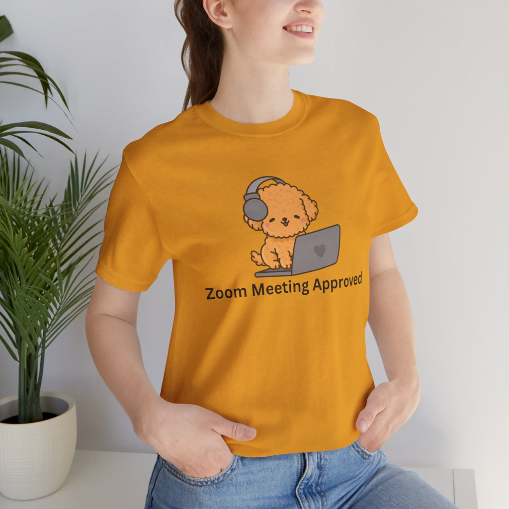Zoom Meeting Approved Tee — Cute Puppy with Headset Laptop Graphic