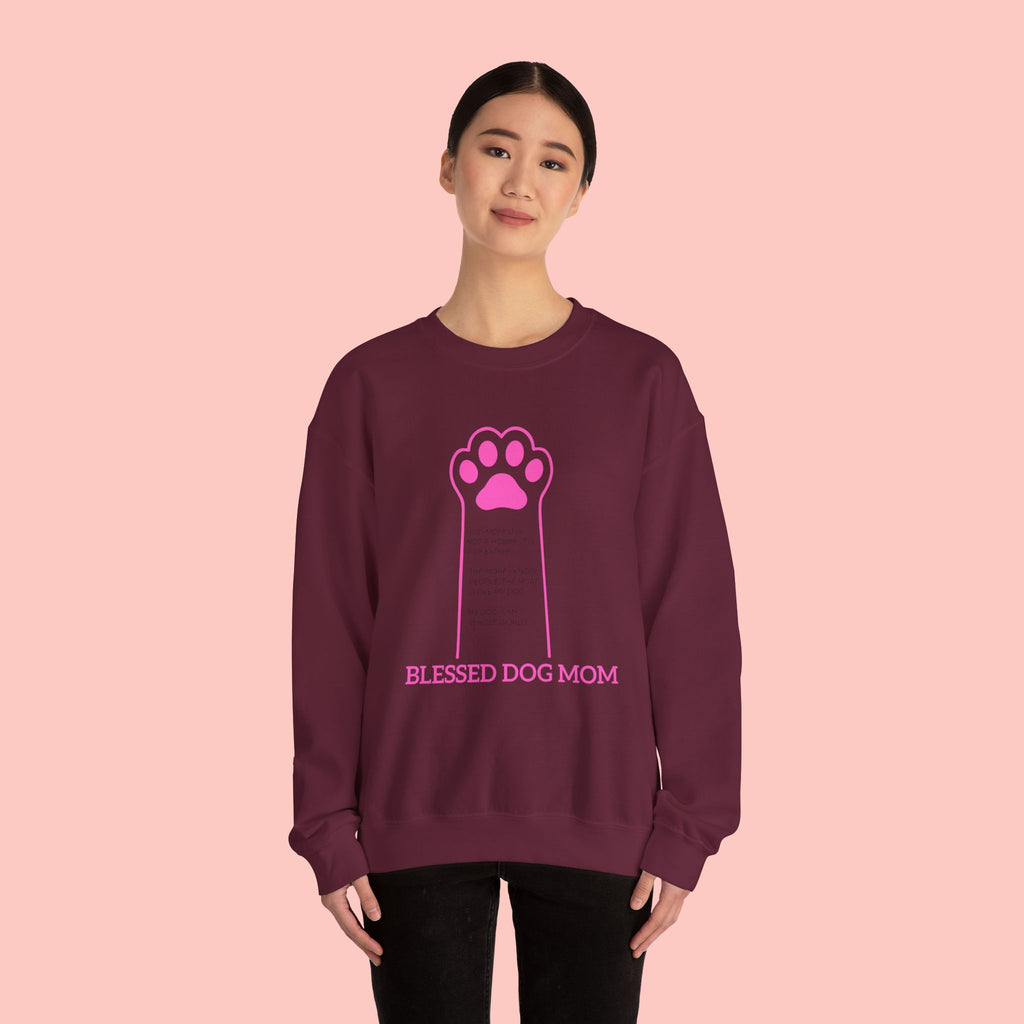 Blessed Dog Mom Crewneck Sweatshirt — Pink Paw Memorial Pullover
