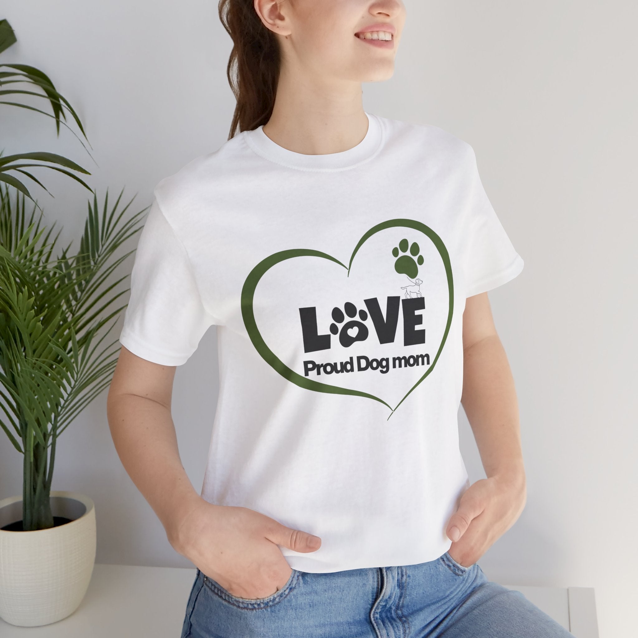 Dog Mom Love T-Shirt — "LOVE Proud Dog Mom" Heart Paw Tee