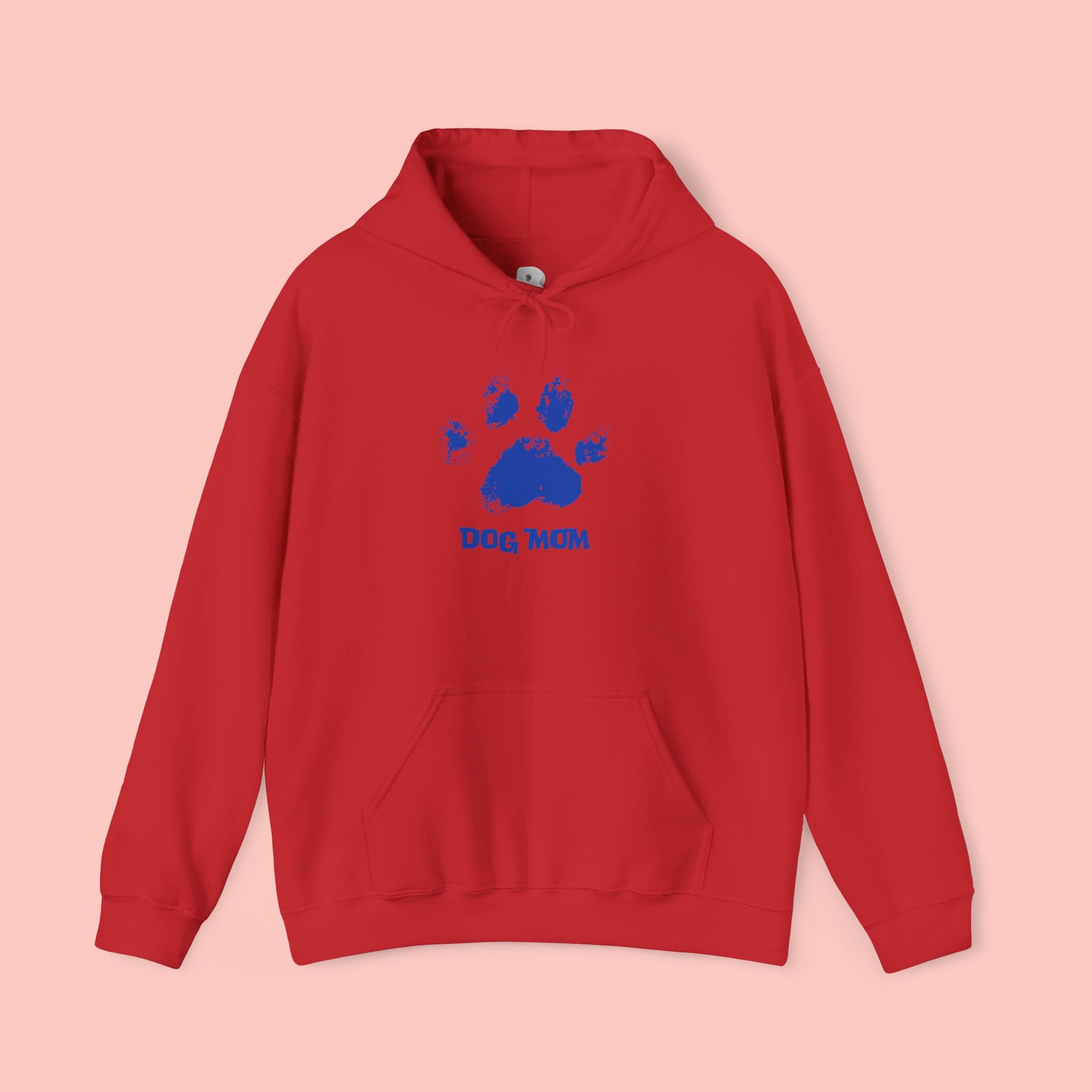 Dog Mom Paw Print Hoodie – Cute Pet Lover Sweatshirt, Blue Paw 'DOG MOM' Design