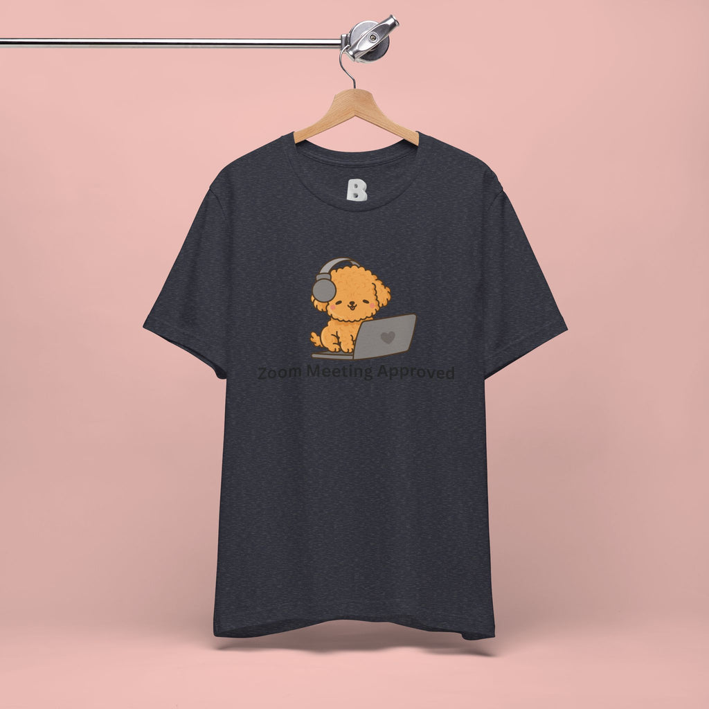 Zoom Meeting Approved Tee — Cute Puppy with Headset Laptop Graphic