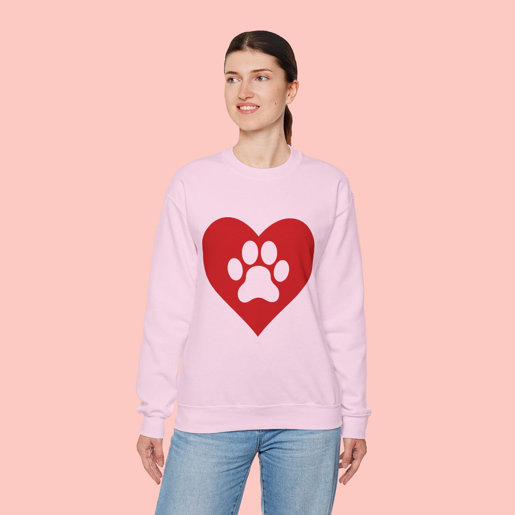 Heart Paw Crewneck Sweatshirt — Cute Pet Lover Pullover