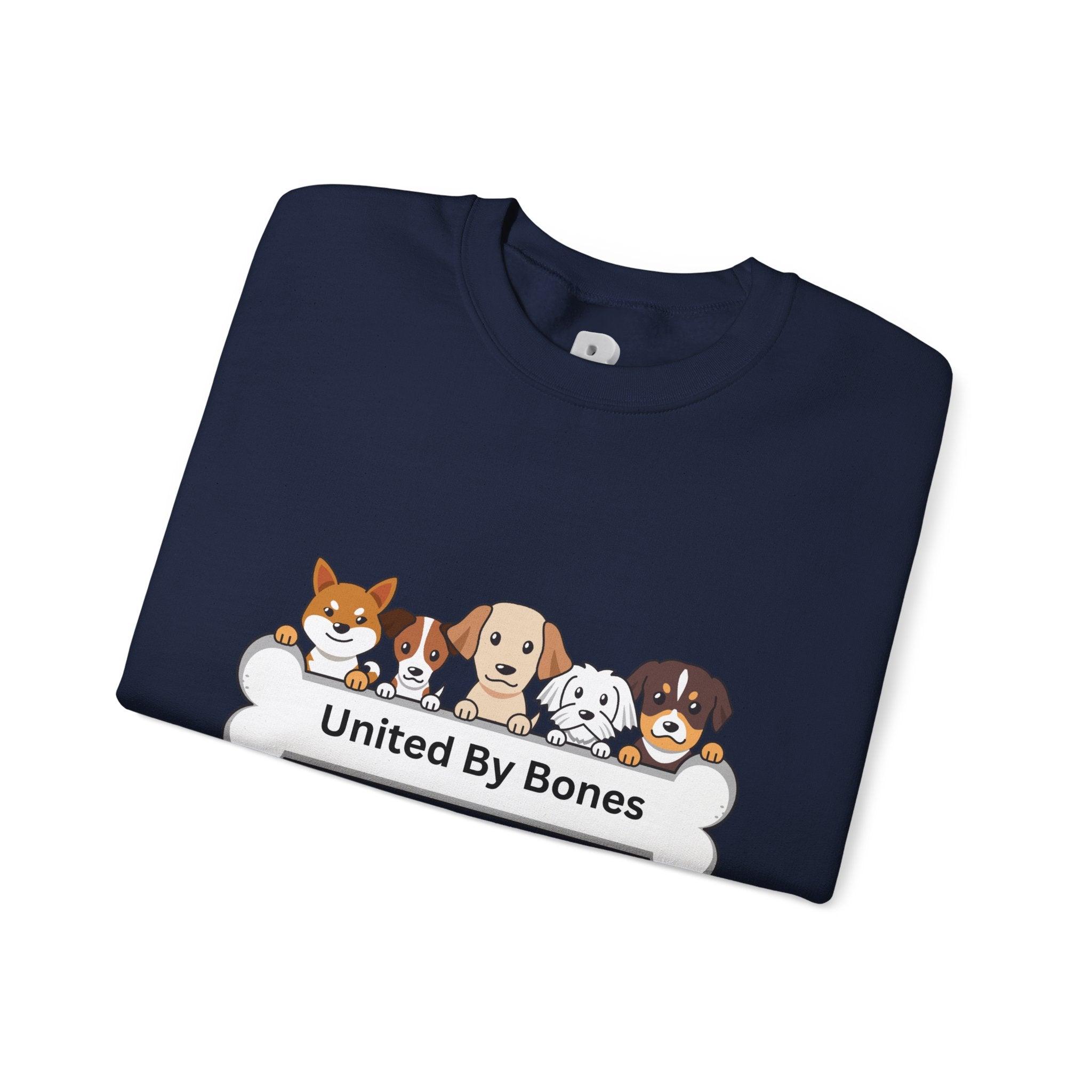 Dog Crewneck Sweatshirt — "United By Bones" Cute Puppy Graphic