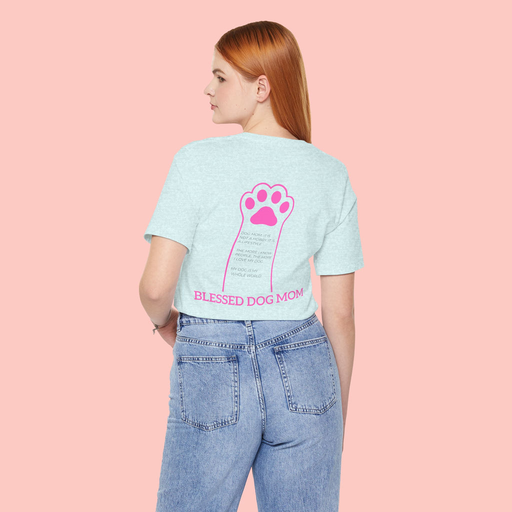 Blessed Dog Mom T-Shirt — Pink Paw Graphic Dog Lover Tee