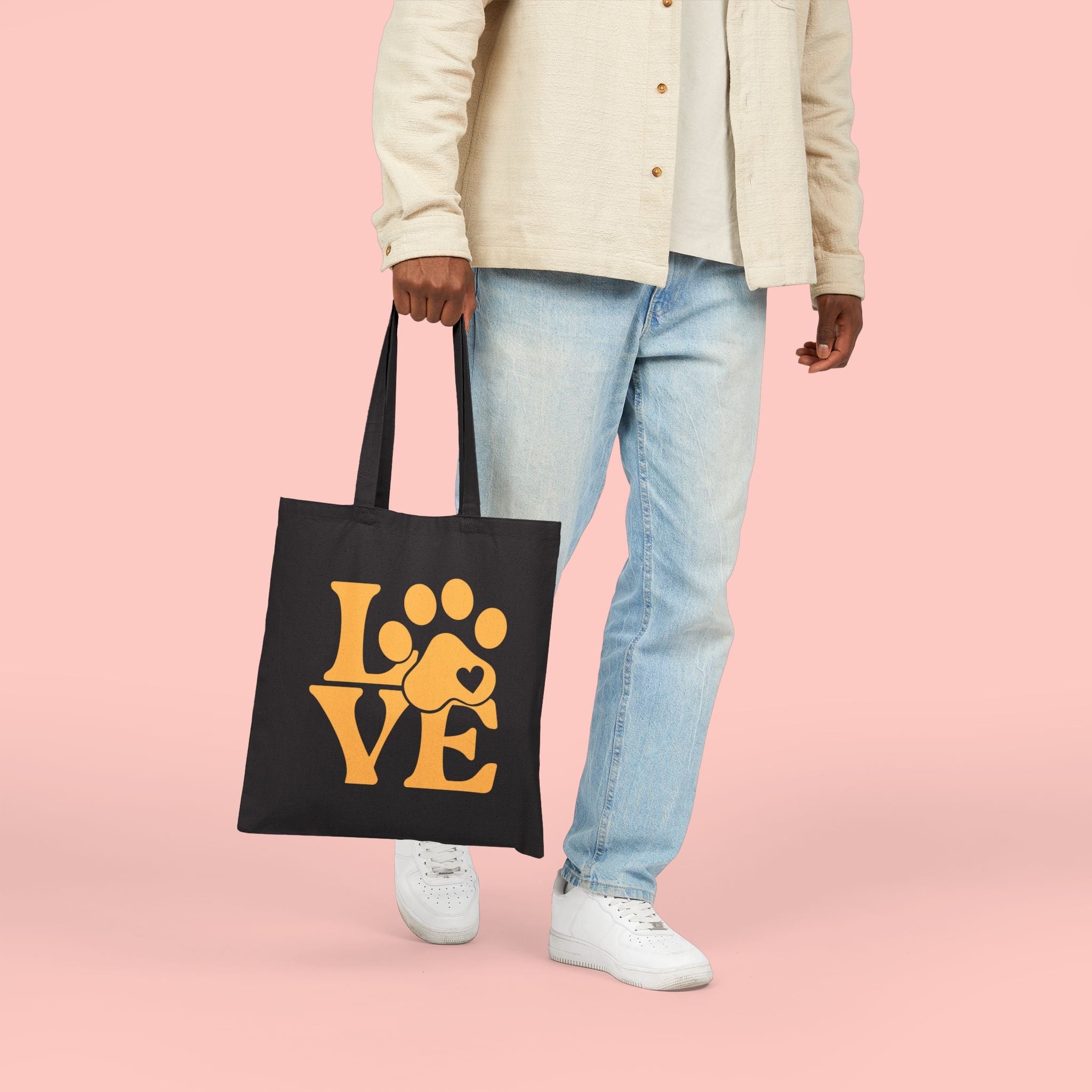 Love Paw Tote Bag — Cute Pet Lover Canvas Tote (LOVE with Paw Print)