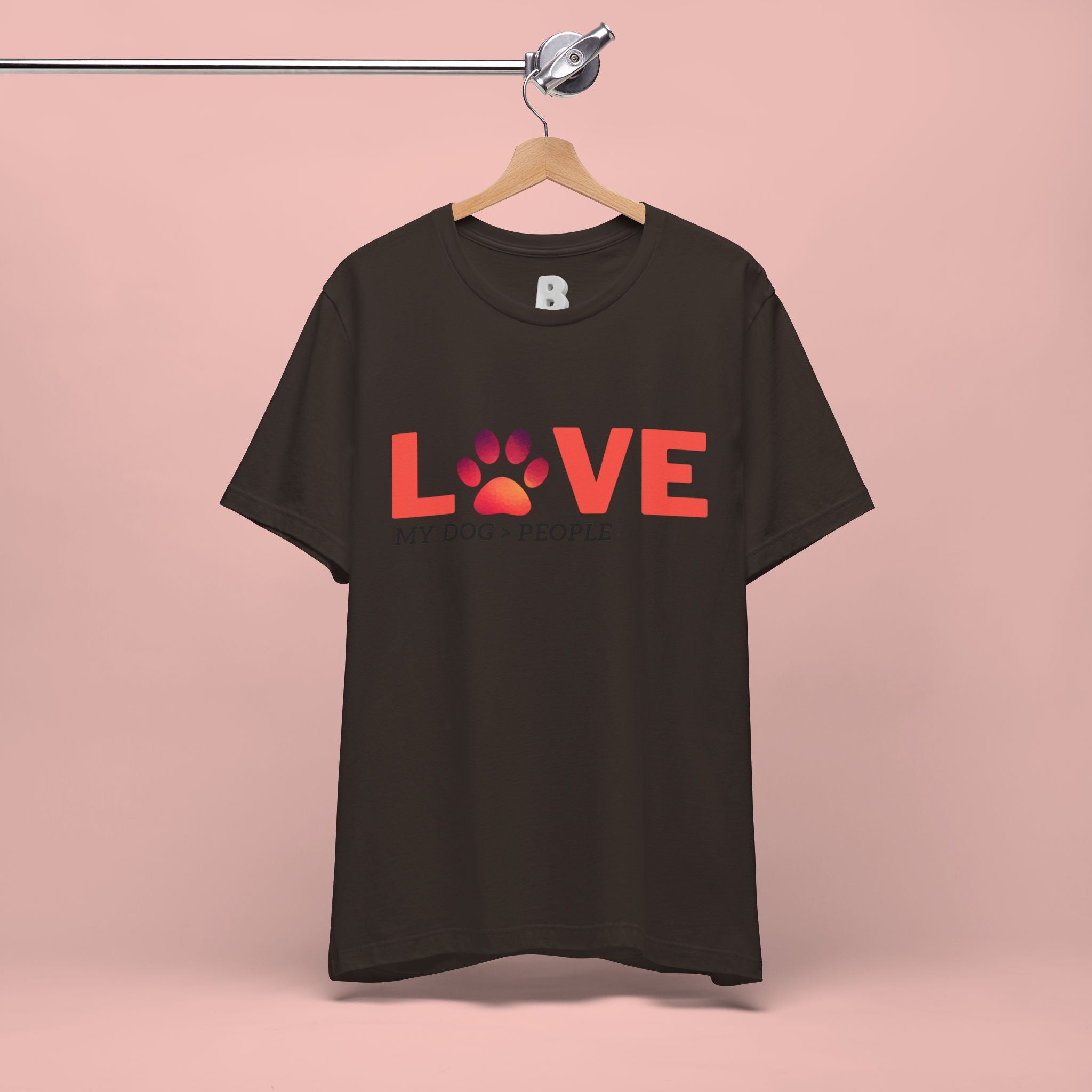 Dog Lover Tee - "LOVE My Dog > People" Paw Print Graphic T-Shirt