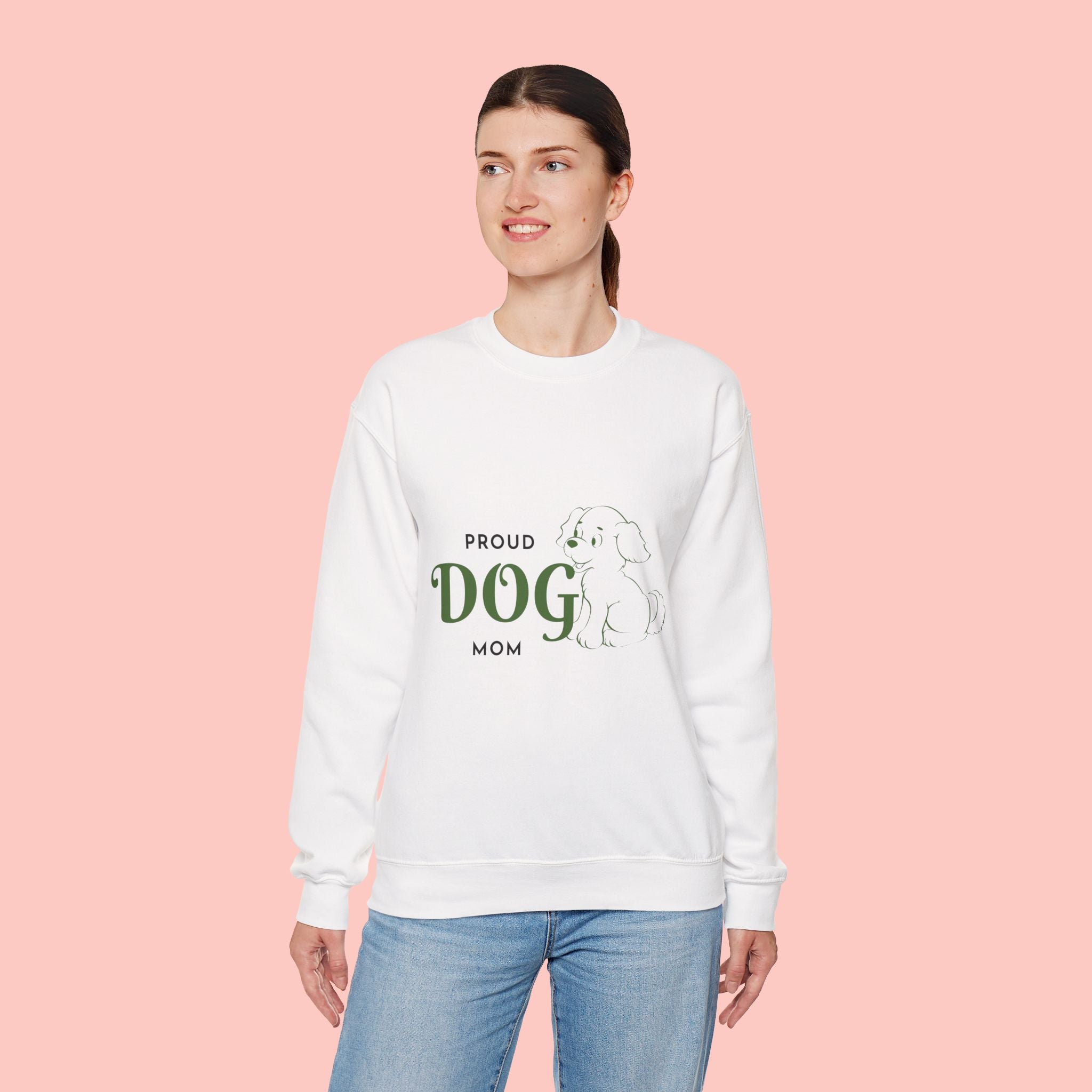 Proud Dog Mom Sweatshirt – Cute Dog Outline Crewneck for Pet Lovers