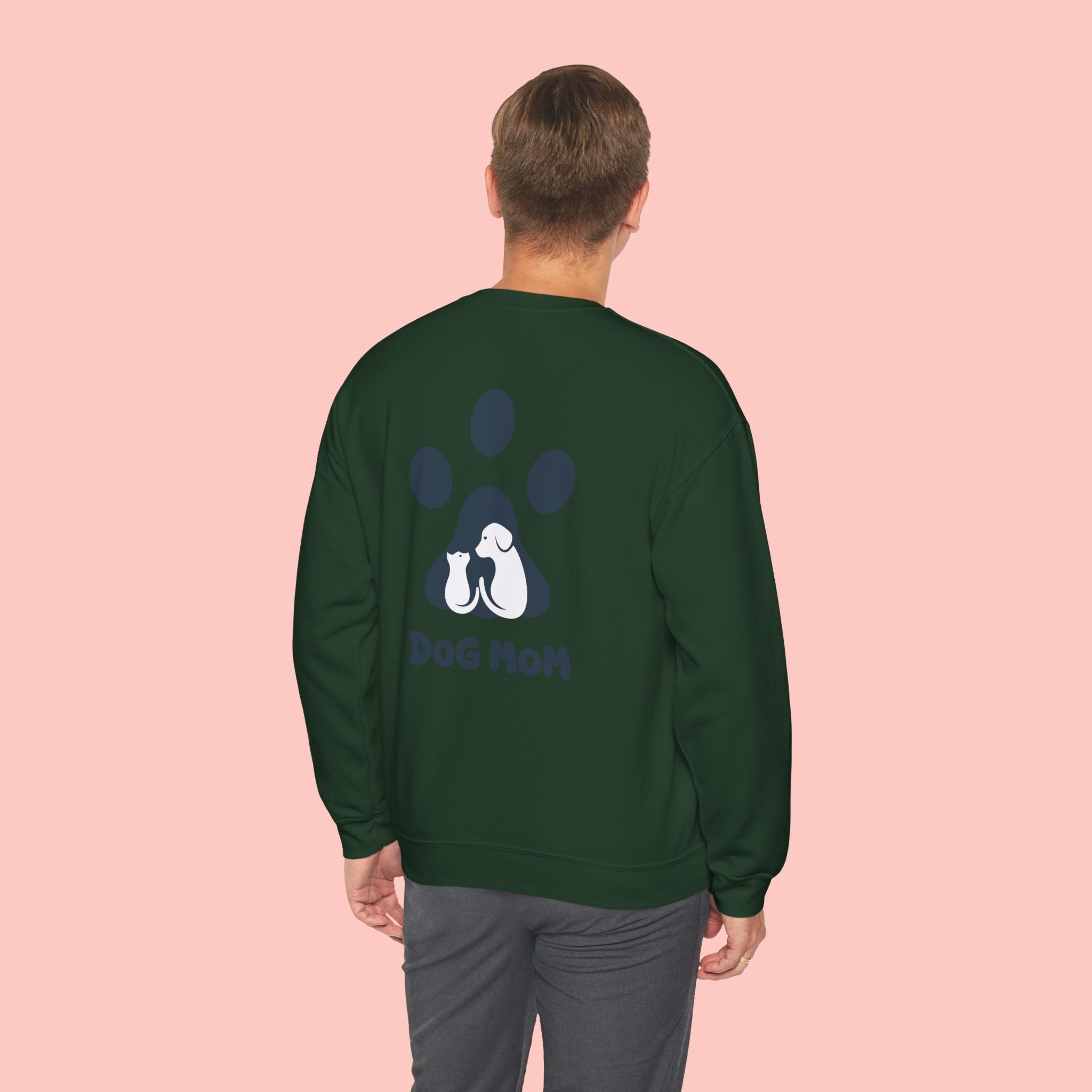 Dog Mom Crewneck Sweatshirt — Paw Print Graphic Cozy Pullover