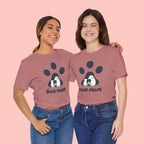 Dog Mom T‑Shirt — Paw Print with Dog & Puppy Graphic