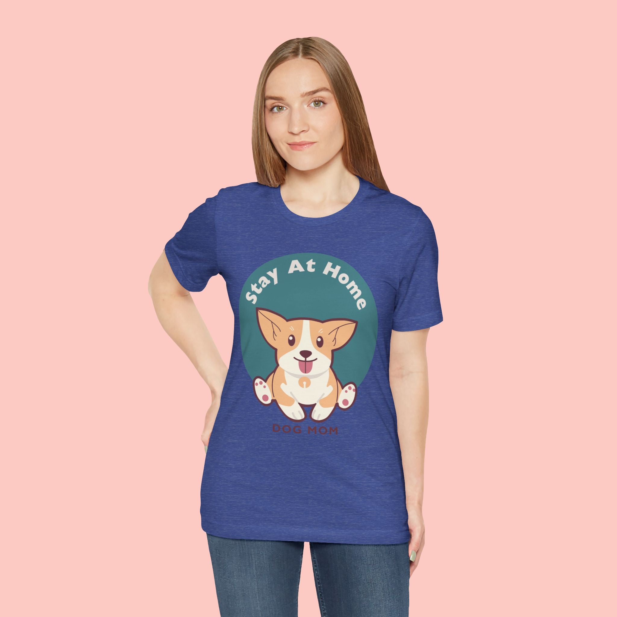 Stay At Home Dog Mom T-Shirt — Cute Corgi Graphic Tee