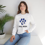 Dog Mom Crewneck Sweatshirt – Blue Paw Graphic "Dog Mom"